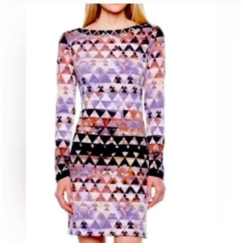 VINCE CAMUTO Multi Geometric Sheath Ponte Dress Woman's Size 10 Excellent very g
